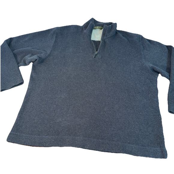 Eddie Bauer Mens L Blue Gray 1/4 Zip Pullover 100% Cotton Long Sleeve Sweater - Picture 7 of 13